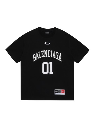 [50% Off]Balenciaga American letter plaid fabric applique embroidery couple leisure tee