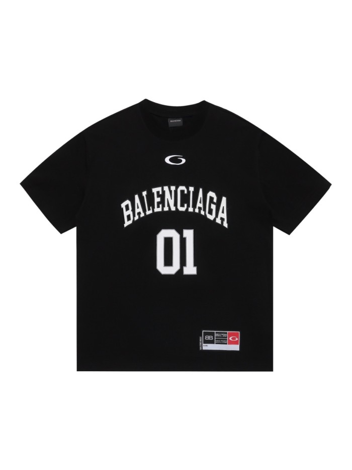 [50% Off]Balenciaga American letter plaid fabric applique embroidery couple leisure tee