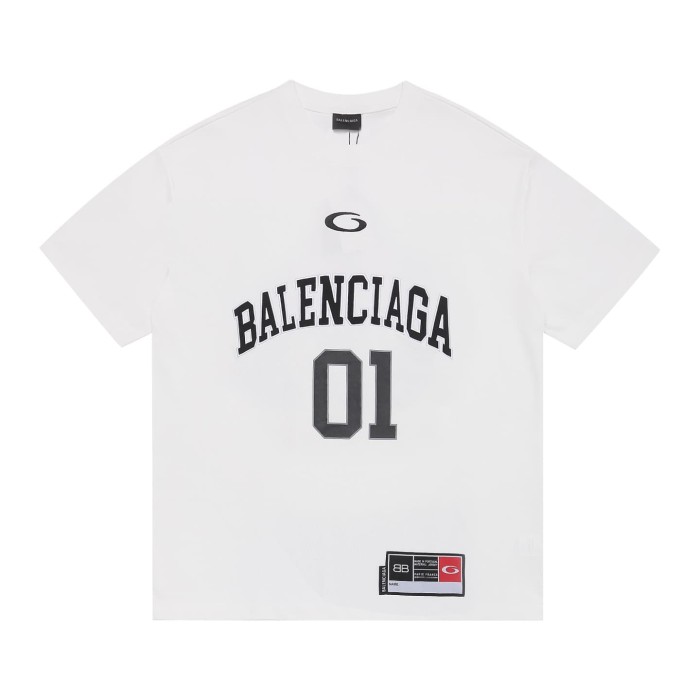 [50% Off]Balenciaga American letter plaid fabric applique embroidery couple leisure tee
