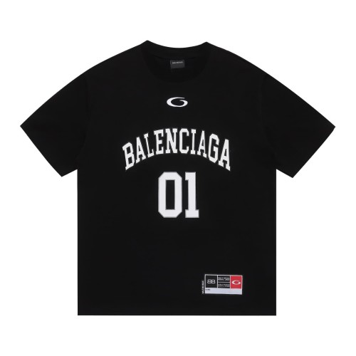 [50% Off]Balenciaga American letter plaid fabric applique embroidery couple leisure tee