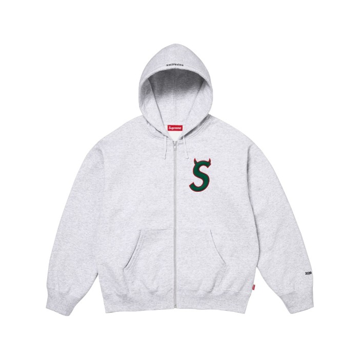 Chest Devil S Embroidery Cotton Brushed Fleece Zip Hoodie 4 colors 29557059