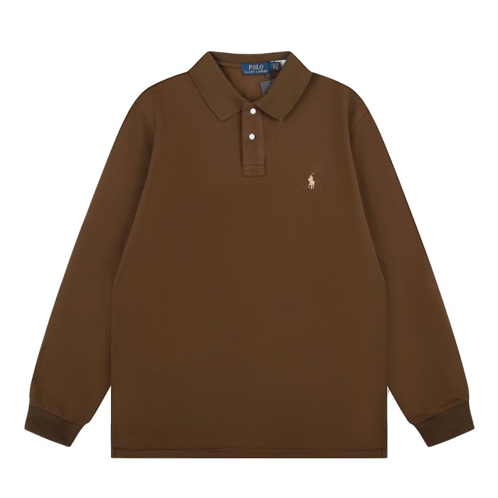Classic Pony Embroidery Basic Couple Polo Collar Long Sleeve T-shirt 10 colors 29557286