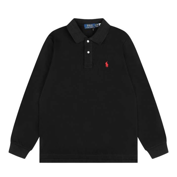 Classic Pony Embroidery Basic Couple Polo Collar Long Sleeve T-shirt 10 colors 29557286