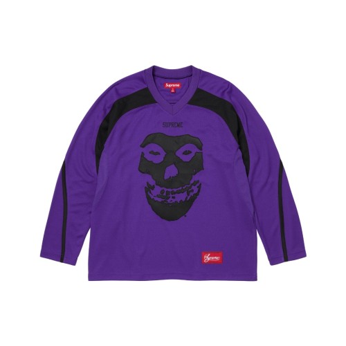 The Misfits X Skull Fiend Spliced V Neck Quick Dry Mesh Jersey Long Sleeve T-Shirt 29557063