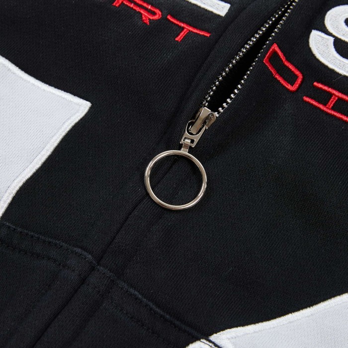 Washed Sport Slogan Number 14 Stripe Sleeve Full Zip Hoodie 29557261