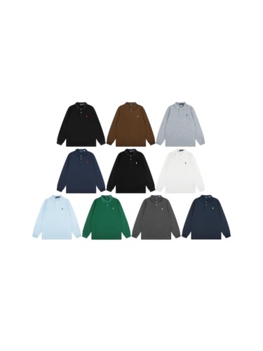 Classic Pony Embroidery Basic Couple Polo Collar Long Sleeve T-shirt 10 colors 29557286