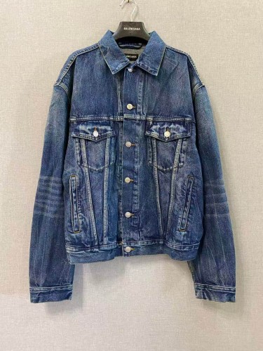 1:1 quality version White Logo Embroidery Letter Lapel Denim Jacket 29558998