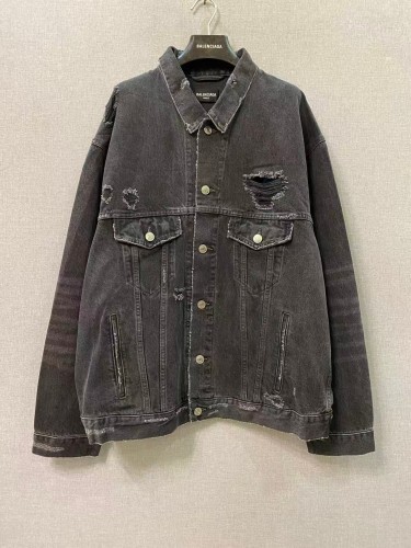 1:1 quality version Ripped Back Vertical Stripe Embroidered Letter Oversized Denim Jacket 29558990