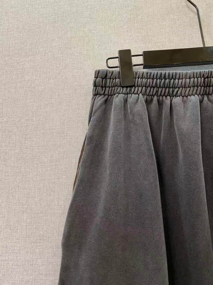 1:1 quality version Washed Side Plant Badge Print Elastic Drawstring Wide Leg Casual Pants 29559005