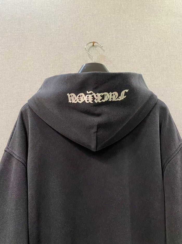 1:1 quality version Washed Vintage Chest Logo Cross Horseshoe Sleeve Print Hoodie 29563712