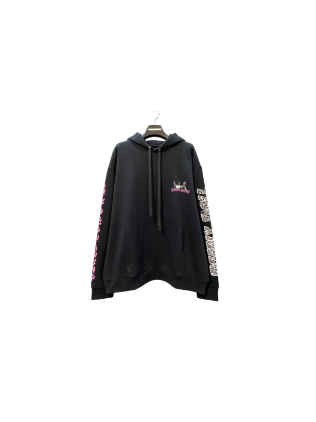 1:1 quality version Chest Pin Up Print Back Cross Floral Graphic Mismatched Sleeve Letter Hoodie 29563765
