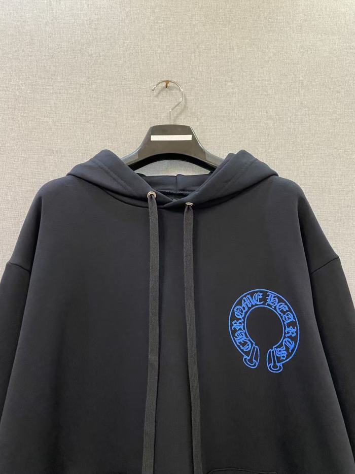 1:1 quality version Blue Horseshoe Logo Embroidered Back Floral Sleeve Hoodie 29563669