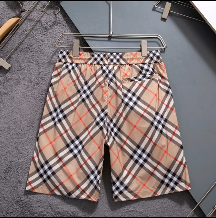 Khaki Classic Plaid Knight Horse Print Drawstring Casual Shorts 29563808
