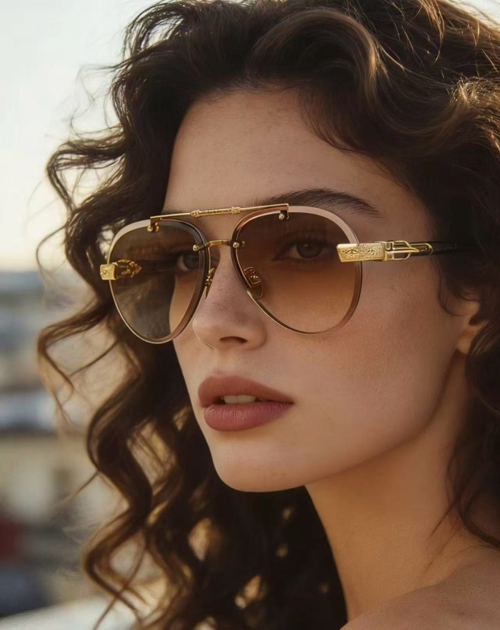 1:1 quality version Double Bridge Cross Metal Carved Decor Gradient Lens Sunglasses 4 colors 29567414