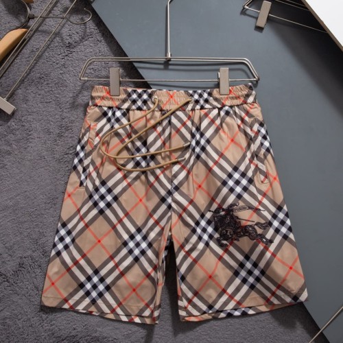 Khaki Classic Plaid Knight Horse Print Drawstring Casual Shorts 29563808
