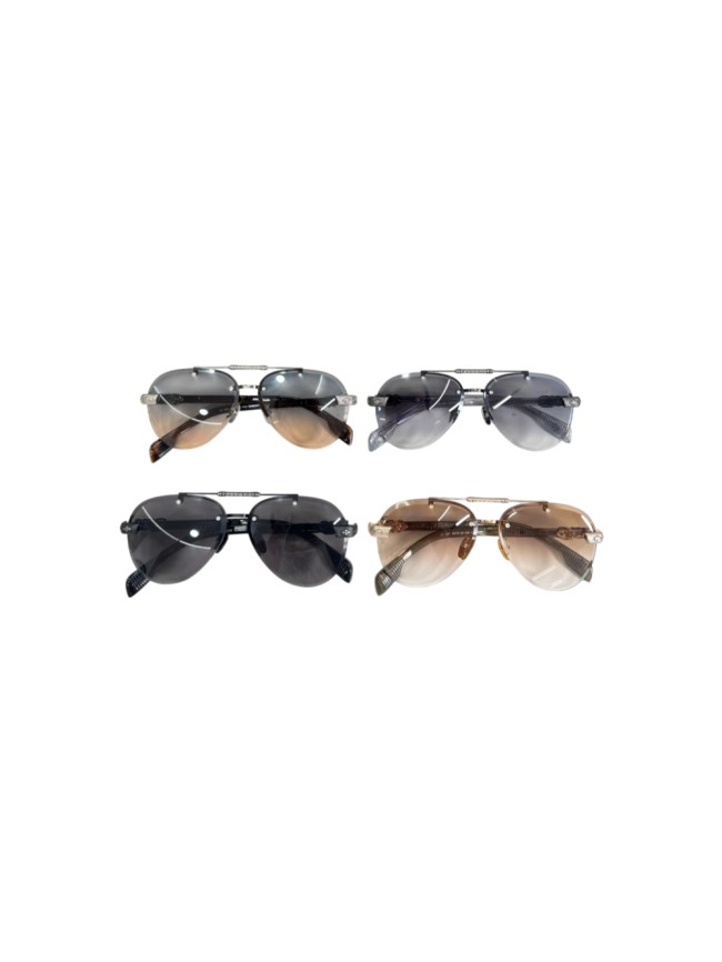 1:1 quality version Double Bridge Cross Metal Carved Decor Gradient Lens Sunglasses 4 colors 29567414