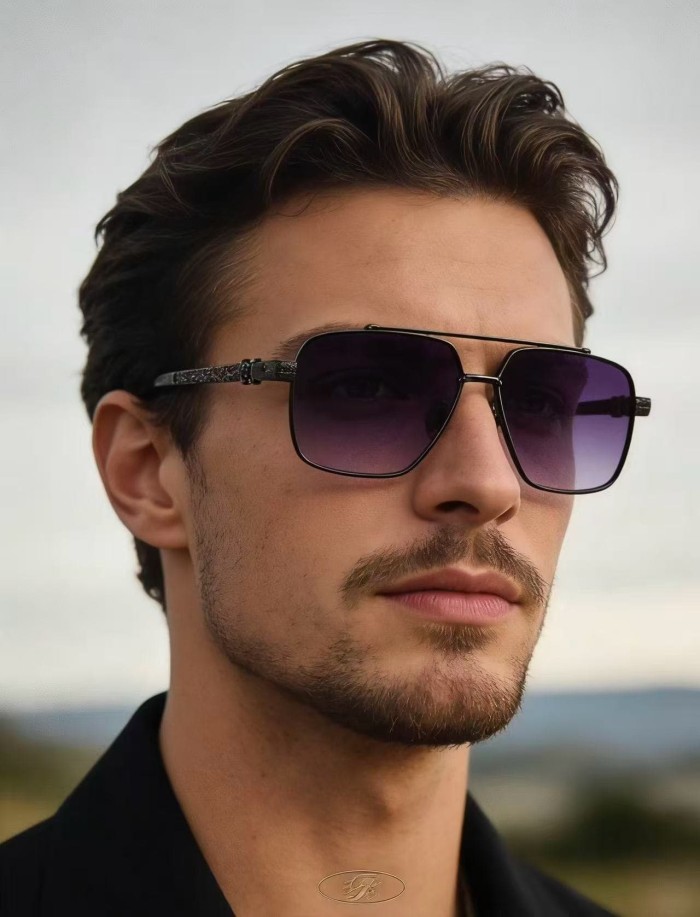 1:1 quality version Double Bridge Fleur De Lis Engraved Temple Gradient Lens Sunglasses 4 colors 29567416