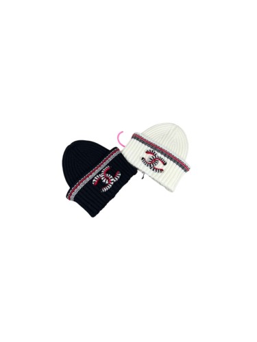 1:1 quality version Houndstooth Letter Embroidery Striped Trim Ribbed Beanie  2 colors 29569871
