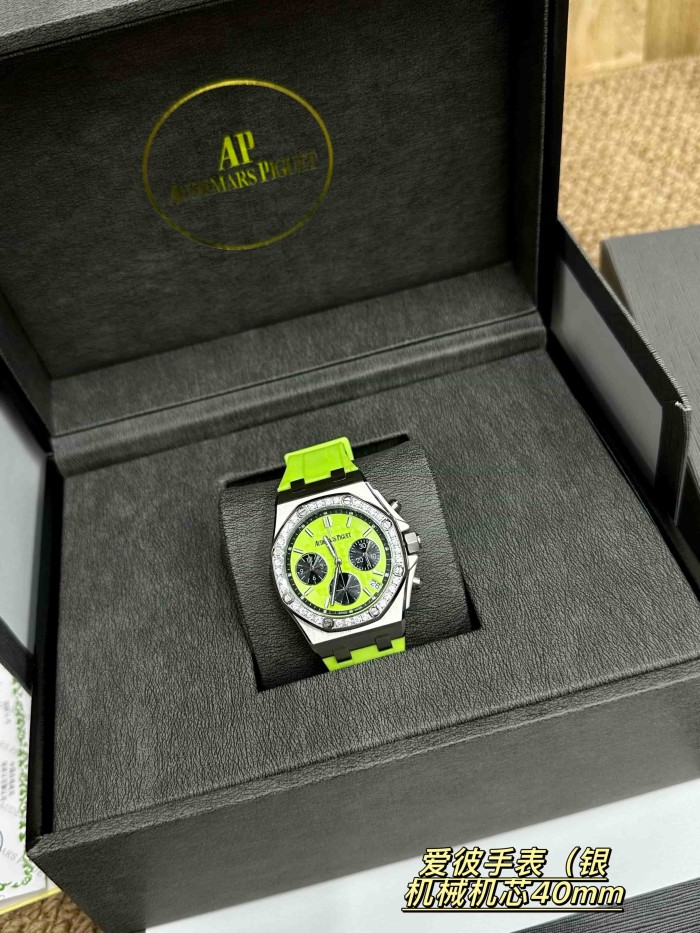 Octagonal Bezel Fluorescent Green Rubber Strap Mechanical Movement Men's Watch【Dial diameter：40mm 】29569691