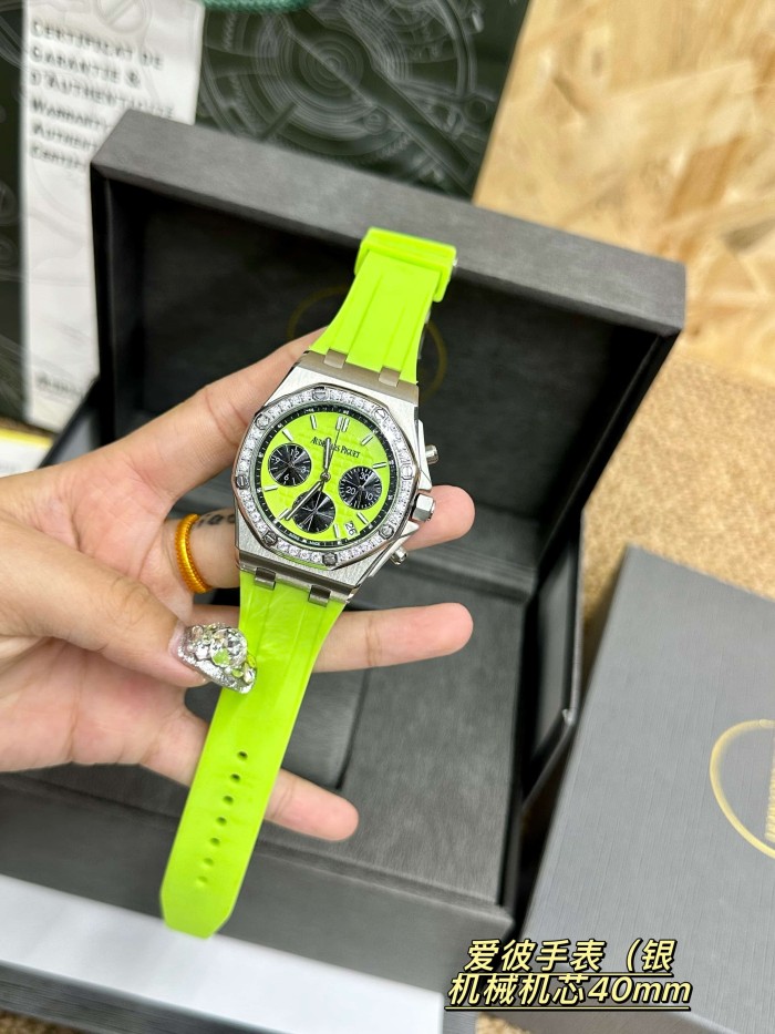 Octagonal Bezel Fluorescent Green Rubber Strap Mechanical Movement Men's Watch【Dial diameter：40mm 】29569691