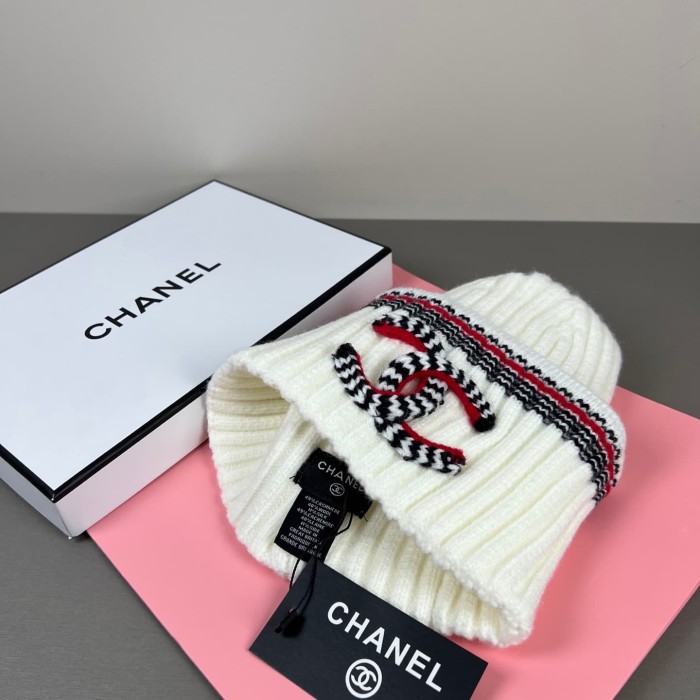 1:1 quality version Houndstooth Letter Embroidery Striped Trim Ribbed Beanie  2 colors 29569871