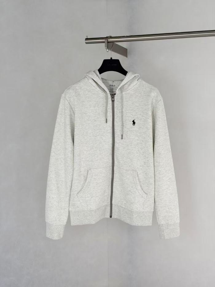 Small Pony Embroidery Plain Back Cotton Zip Up Hoodie 2 colors 29569817