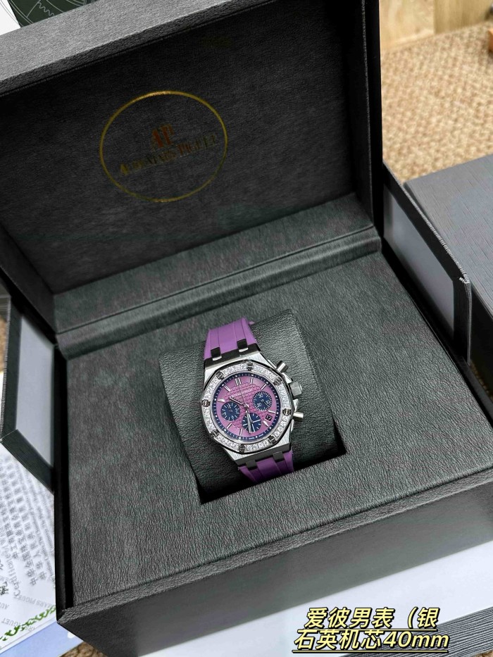 Royal Oak Offshore Purple Rubber Strap Quartz Movement Men's Watch【Dial diameter：40mm 】29569675