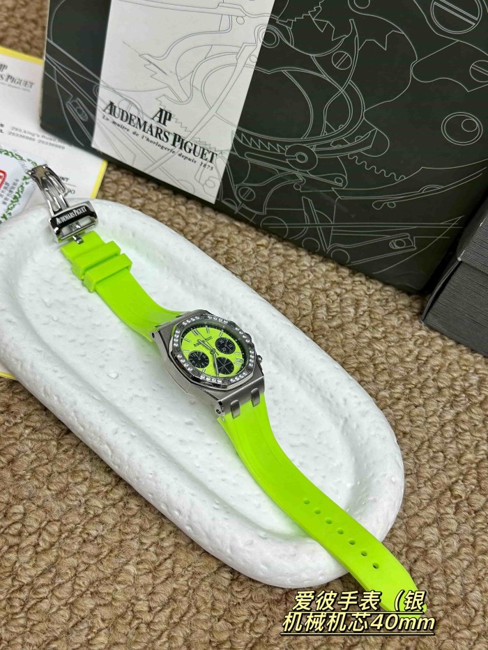 Octagonal Bezel Fluorescent Green Rubber Strap Mechanical Movement Men's Watch【Dial diameter：40mm 】29569691