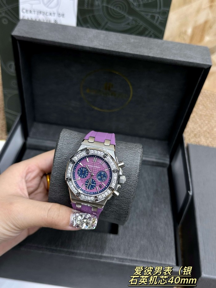 Royal Oak Offshore Purple Rubber Strap Quartz Movement Men's Watch【Dial diameter：40mm 】29569675