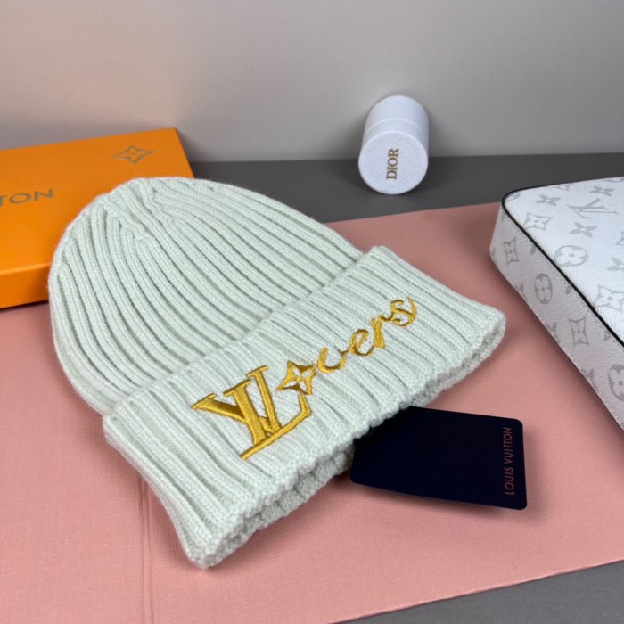 1:1 quality version Letter Flower Text Embroidery Rib Knit Woo Unisex Beanie 4 colors 29569855