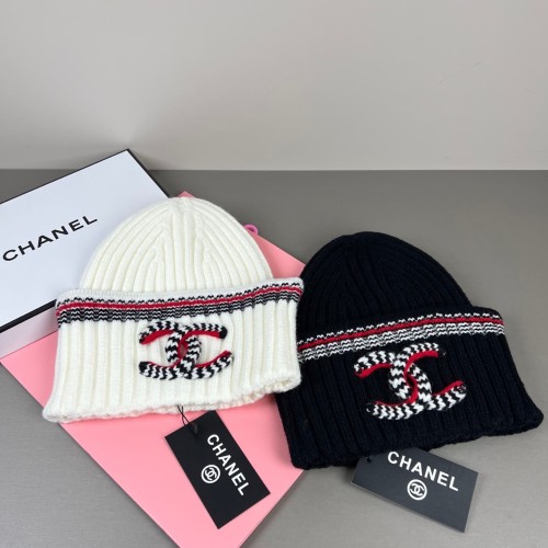 1:1 quality version Houndstooth Letter Embroidery Striped Trim Ribbed Beanie  2 colors 29569871