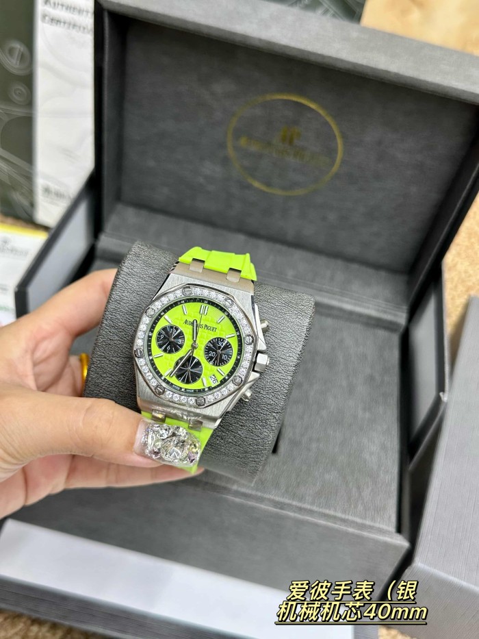 Octagonal Bezel Fluorescent Green Rubber Strap Mechanical Movement Men's Watch【Dial diameter：40mm 】29569691