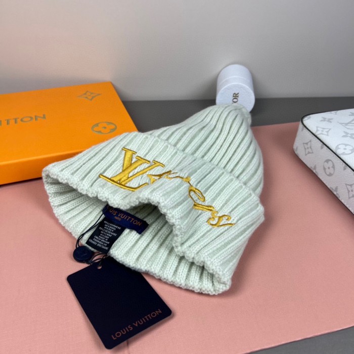 1:1 quality version Letter Flower Text Embroidery Rib Knit Woo Unisex Beanie 4 colors 29569855