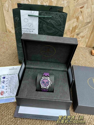 Royal Oak Offshore Purple Rubber Strap Quartz Movement Men's Watch【Dial diameter：40mm 】29569675