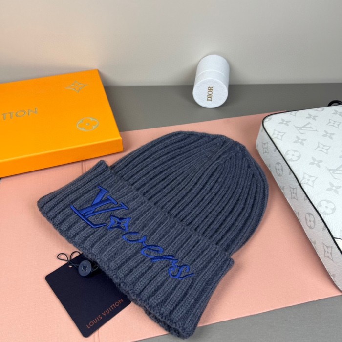 1:1 quality version Letter Flower Text Embroidery Rib Knit Woo Unisex Beanie 4 colors 29569855