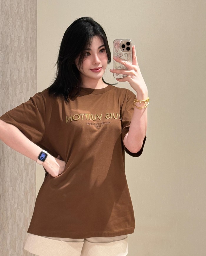 1:1 quality version Layered 3D Embroidery Simple Cotton Crew Neck Tee 29570705