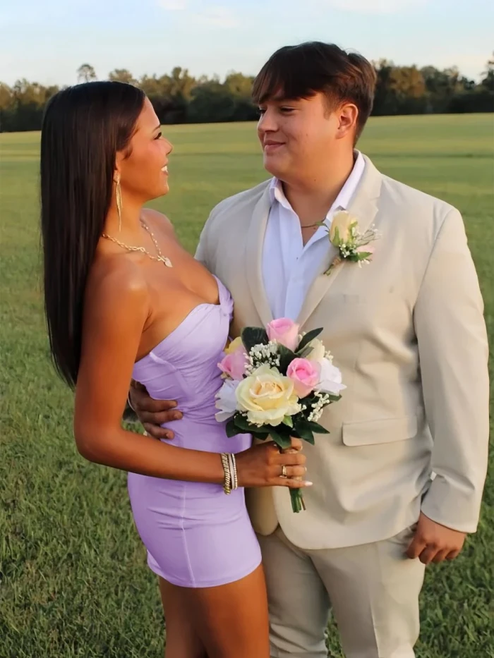 Issa | Yellow - Strapless Sheath Short Homecoming Dresses With Keyhole