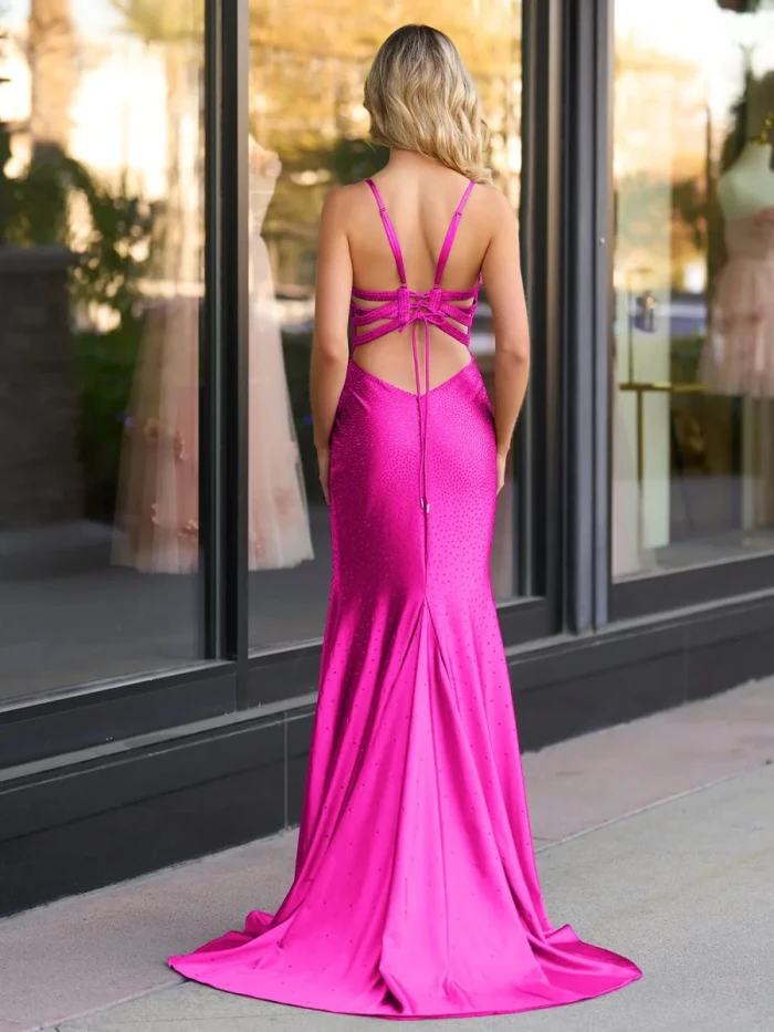 Janiyah |Mermaid V Neck Beaded Jersey Prom Dress with Slit
