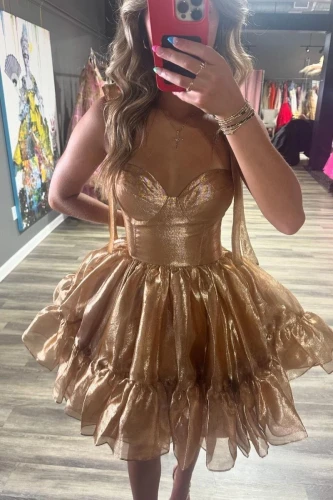 Grace | Champagne - A-Line Sweetheart Short Homecoming Dress