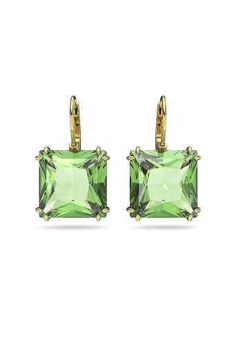 Green Crystals Gold Tone Finish Earrings