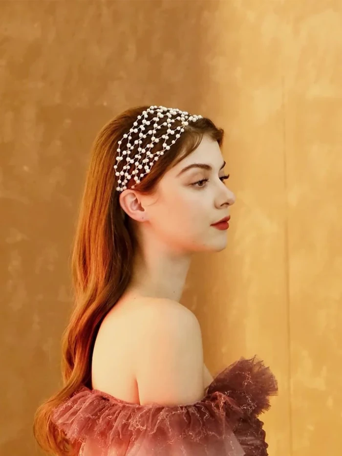 Handcrafted Pearl Mesh Headband