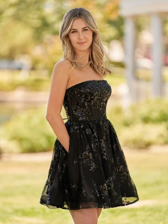 Ivette | A-Line Red Short Homecoming Dress with Sequins