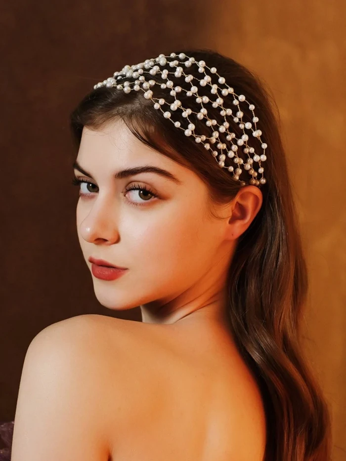 Handcrafted Pearl Mesh Headband