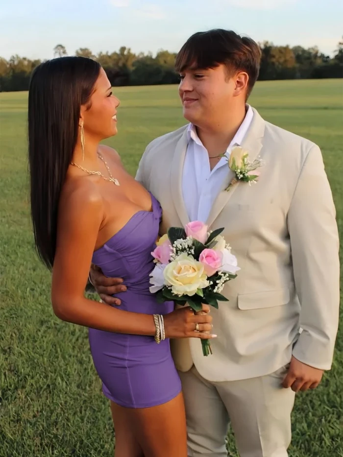 Issa | Yellow - Strapless Sheath Short Homecoming Dresses With Keyhole