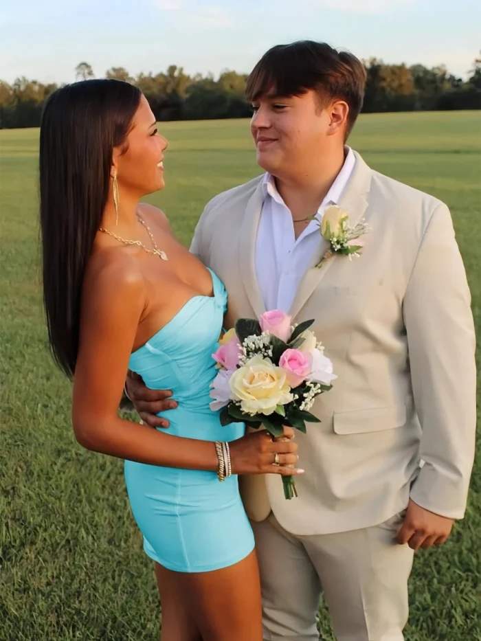 Issa | Yellow - Strapless Sheath Short Homecoming Dresses With Keyhole