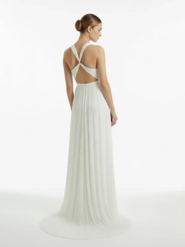 Iolana | Sheath Halter Chiffon Plaited Dress With Special Back Design