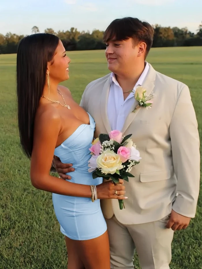 Issa | Yellow - Strapless Sheath Short Homecoming Dresses With Keyhole