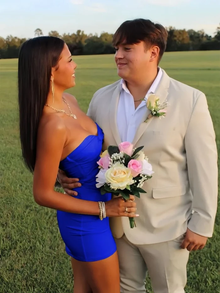 Issa | Yellow - Strapless Sheath Short Homecoming Dresses With Keyhole