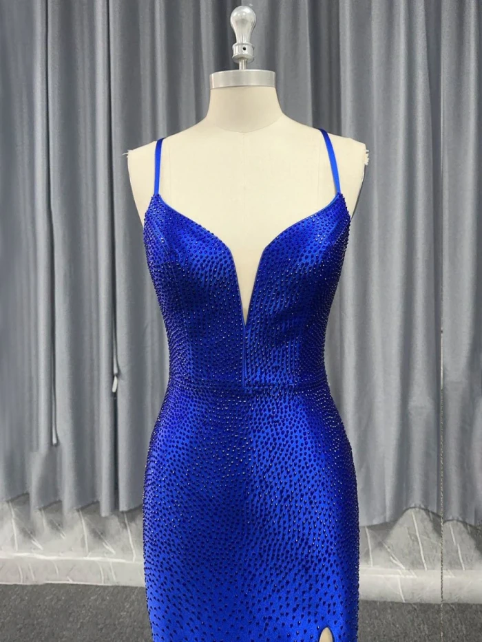 Janiyah |Mermaid V Neck Beaded Jersey Prom Dress with Slit