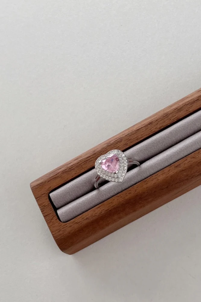 Heart Shape Pink Zircon Sterling Silver Ring